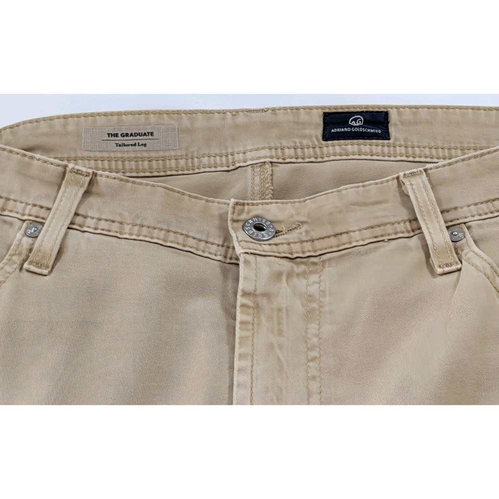 AG Adriano Goldschmied Jeans Mens 36x32 Tan The Graduate Tailored Leg(Fit 38x30) - Picture 2 of 10